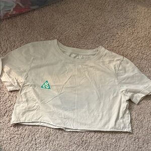 Nike Beige Crop Top with Green Logo
